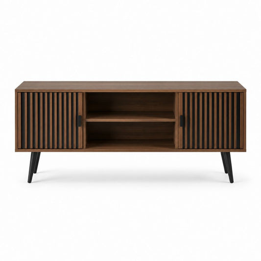 Meuble TV rectangulaire noyer en panneaux MDF plaqués 160 x 40 x 60 cm