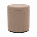 Pouf coffre rond beige en velours côtelé polyester 40 x 45 cm