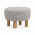 Repose-pieds rond gris en polyester avec pieds aspect chêne 60 x 60 x 42 cm