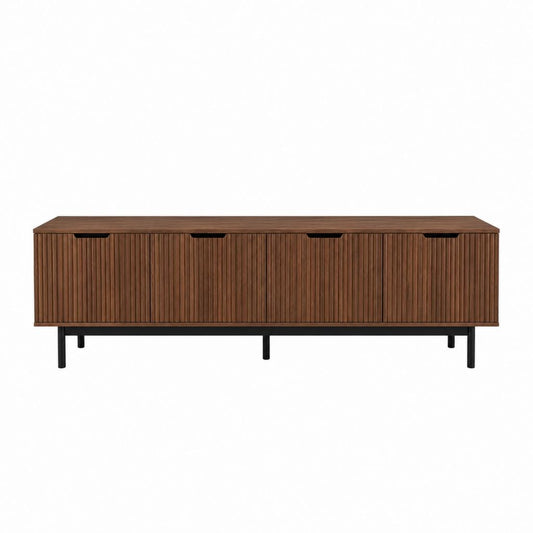 Meuble TV 4 portes marron noyer en MDF rectangulaire 180 x 40 x 55 cm
