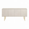 Meuble TV 4 portes beige en panneaux MDF avec pieds en acier doré 160 x 40 x 80 cm