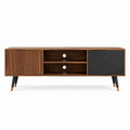Meuble TV 180 x 40 x 60 cm noyer noir en MDF plaqué noyer avec portes et rangements
