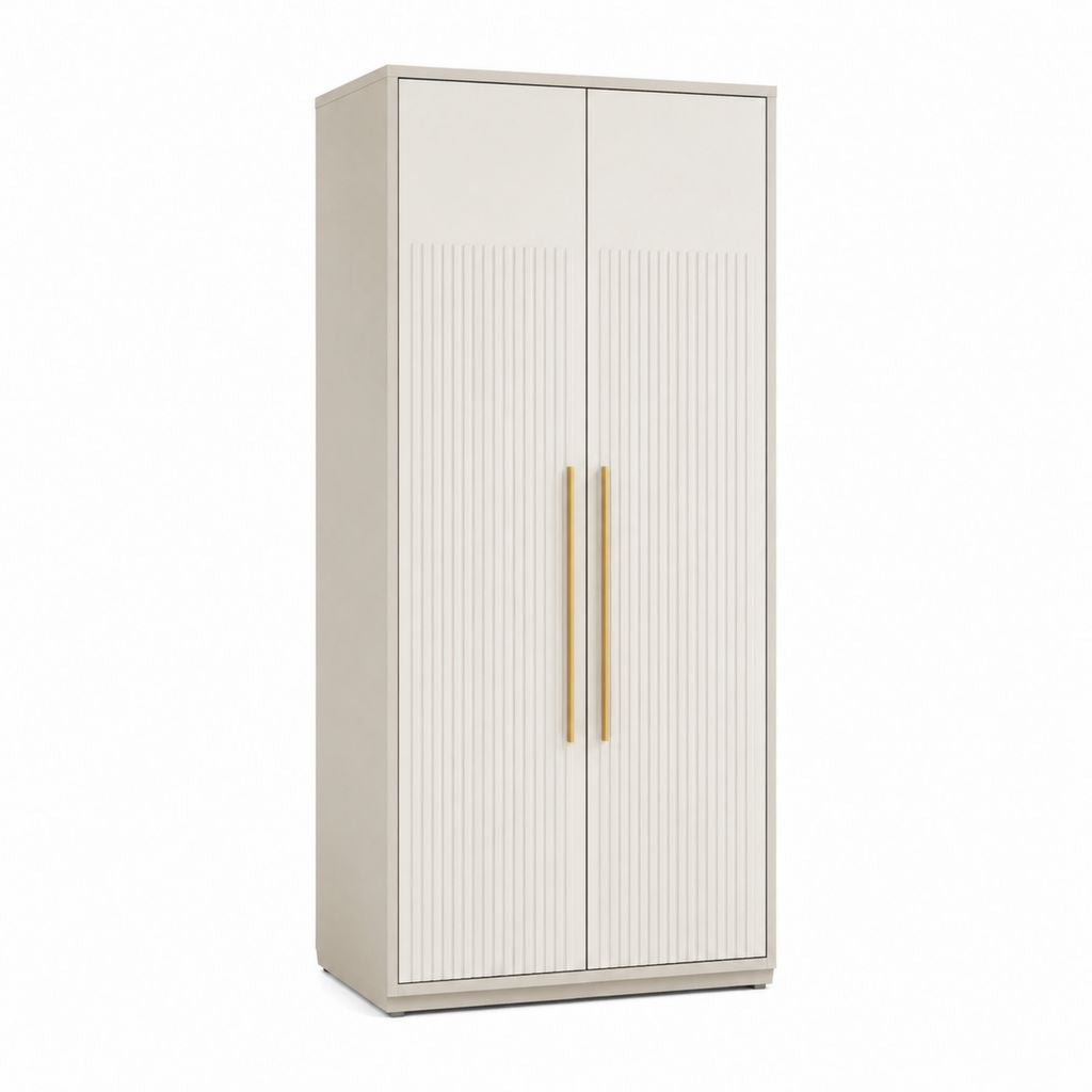 Armoire de chambre 2 portes blanc cassé en panneaux MDF 80 x 52 x 180 cm