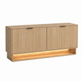 Meuble TV 2 portes chêne clair en panneaux MDF rectangulaire 160 x 40 x 75 cm