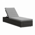 Bain de soleil inclinable gris en résine tressée PE avec coussin 200 x 65 x 33 cm