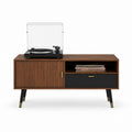 Meuble TV en MDF plaqué noyer marron et noir avec rangement 120 x 40 x 70 cm