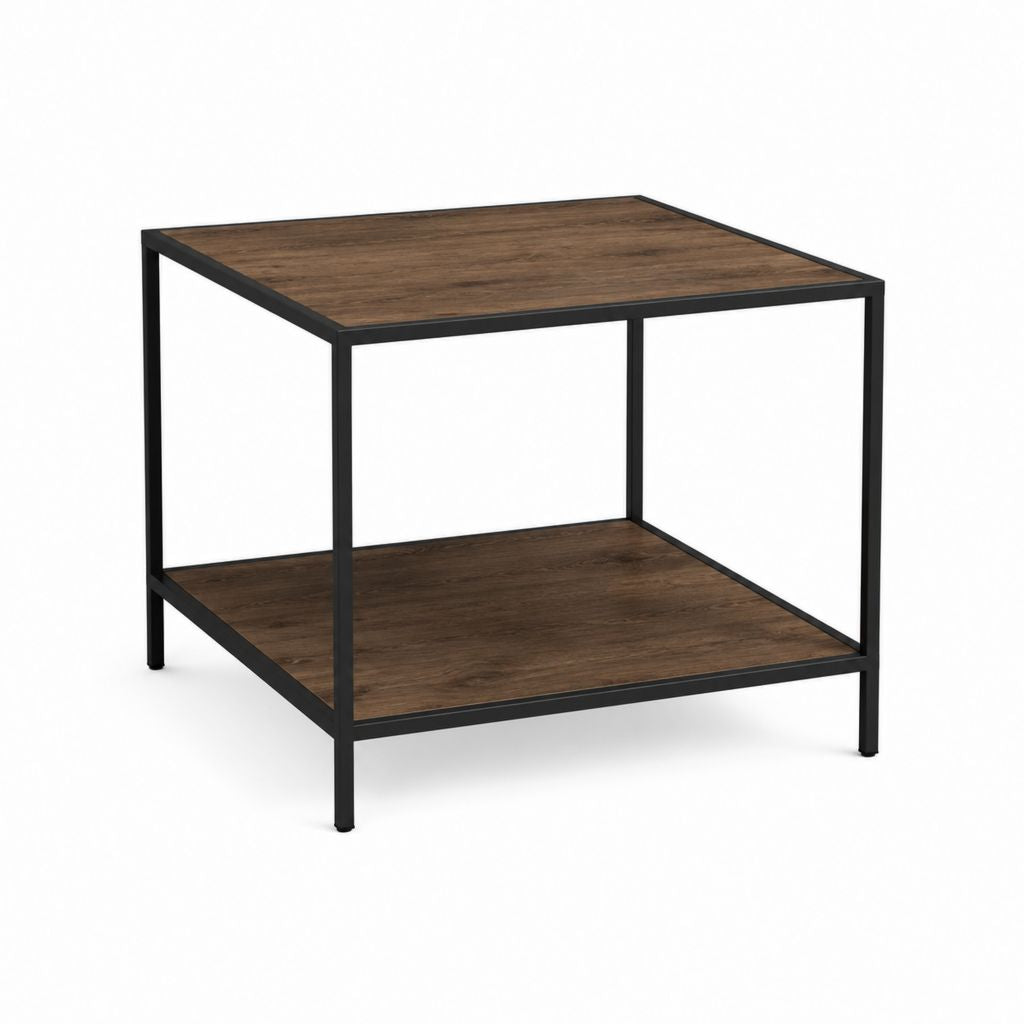 Table d'appoint carrée marron et noire en panneau MDF et acier 50 x 50 x 50 cm