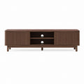 Meuble TV rectangulaire noyer en MDF et hévéa 180 x 40 x 55 cm