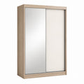 Armoire à portes coulissantes décor chêne avec miroir 120 x 60 x 200 cm