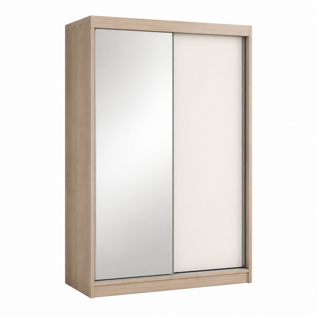 Armoire à portes coulissantes décor chêne avec miroir 120 x 60 x 200 cm