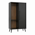 Armoire de chambre 2 portes noire et chêne foncé en panneaux de particules 80 x 52 x 180 cm